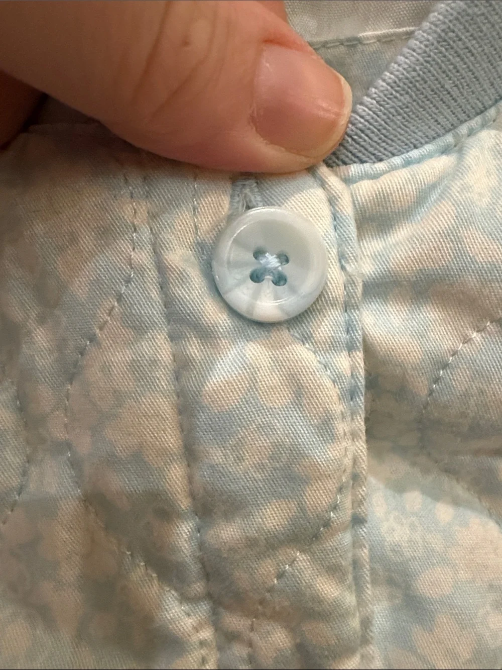 Cat & Jack Quilted Pale Blue Floral Puffer Jacket
